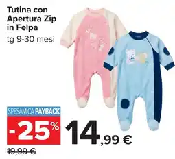 Carrefour Tutina con Apertura Zip in Felpa offerta