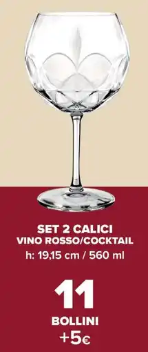 Carrefour Set 2 calici vino rosso/cocktail offerta