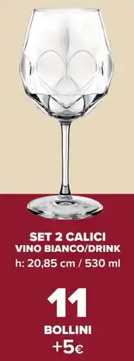 Carrefour Set 2 calici vino bianco/drink offerta