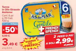 Carrefour Market Tonno in Olio Girasole Asdomar offerta