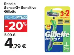 Carrefour Rasoio Sensor3+ Sensitive Gillette offerta