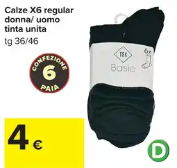 Carrefour Calze X6 regular donna/ uomo tinta unita offerta