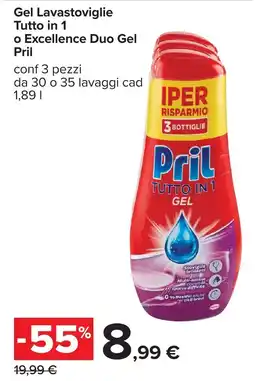 Carrefour Gel Lavastoviglie Tutto in 1 Pril offerta