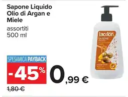 Carrefour Sapone Liquido Jacklon Olio di Argan e Miele offerta