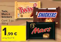 Carrefour Market Twix, Mars o Snickers offerta
