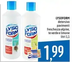 Emisfero Lysoform detersivo pavimenti freschezza alpine, te verde e limone offerta