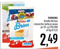 Emisfero Kinder Brioss classiche, latte e cacao offerta