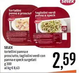 Emisfero SELEX tortellini panna e prosciutto, tagliolini verdi con panna e speck offerta