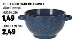 Emisfero Mug e bolo righe in ceramica offerta