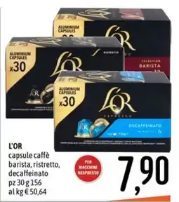 Emisfero L'OR capsule caffè barista, ristretto, decaffeinato offerta