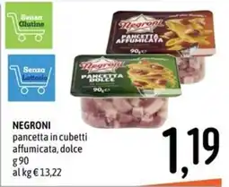 Emisfero Negroni pancetta in cubetti affumicata, dolce offerta