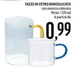 Emisfero Tazze in vetro borosilicato con manico colorato offerta