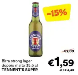 Unes Birra strong lager doppio malto TENNENT'S SUPER offerta