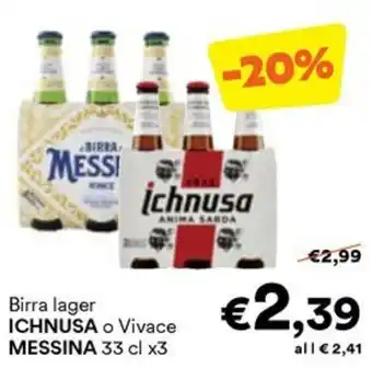 Birra lager Ichnusa o Vivace Messina