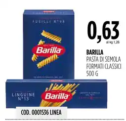 Carico Cash & Carry Barilla pasta di semola formati classici offerta