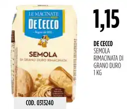 Carico Cash & Carry De Cecco semola rimacinata di grano duro offerta