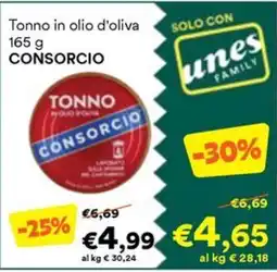 Unes Tonno in olio d'oliva Consorcio offerta