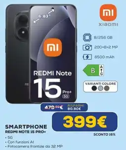 Euronics Smartphone Redmi Note 15 Pro+ offerta