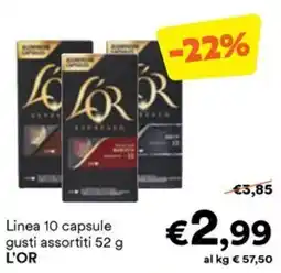 Unes Linea 10 capsule gusti assortiti L'OR offerta