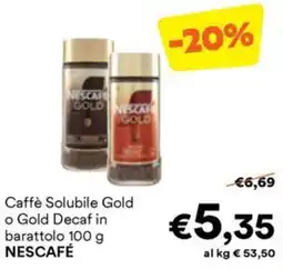 Unes Caffè Solubile Gold o Gold Decaf in barattolo offerta