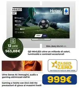 Euronics Haier MiniLED 65" offerta