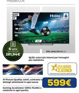 Euronics Haier QLED 65" offerta