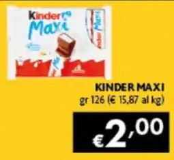 Spak Supermercati Kinder Maxi offerta