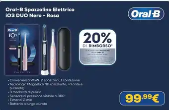 Oral-B Spazzolino Elettrico iO3 DUO Nero - Rosa
