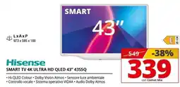 Comet Hisense SMART TV 4K ULTRA HD QLED 43" offerta