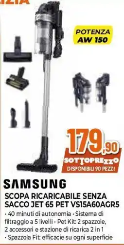 Expert Samsung Scopa Ricaricabile Senza Sacco Jet 65 Pet offerta