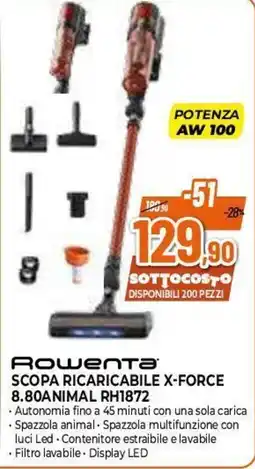 Expert Rowenta Scopa Ricaricabile X-Force 8.80Animal RH1872 offerta