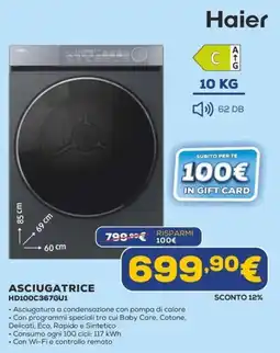 Euronics Haier Asciugatrice HD100C367GU1 offerta