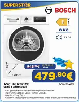 Euronics Asciugatrice Bosch Serie 4 WTH85208II offerta