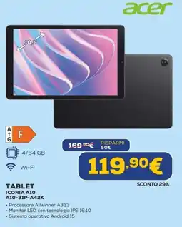 Euronics Acer Tablet Iconia A10 offerta