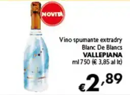 Spak Supermercati Vino spumante extradry Blanc De Blancs Vallepiana offerta