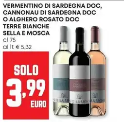 Pam Vermentino di Sardegna DOC, Cannonau di Sardegna DOC o Alghero Rosato DOC Terre Bianche Sella e Mosca offerta