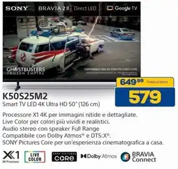 Euronics Bruno Sony Smart TV LED 4K Ultra HD 50" offerta