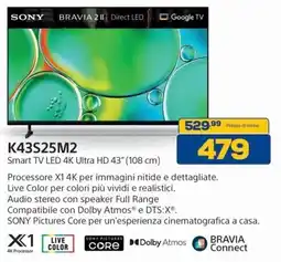 Euronics Bruno Sony Smart TV LED 4K Ultra HD 43" offerta
