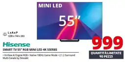 Comet Hisense SMART TV 55" RGB MINI LED 4K 55ER8S offerta
