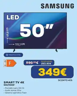Euronics Samsung Smart TV 4K 50U7000F offerta