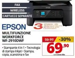 Comet Epson multifunzione Workforce WF-2910DWF offerta
