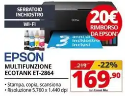 Comet Epson multifunzione Ecotank ET-2864 offerta