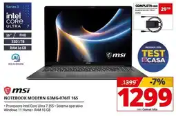 Comet msi NOTEBOOK MODERN G3MG-076IT 16S offerta