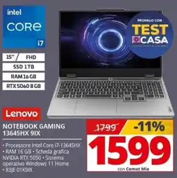 Comet Lenovo Notebook Gaming 13645HX 9IX offerta