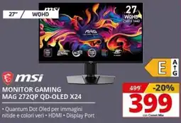 Comet MSI Monitor Gaming MAG 272QP QD-OLED X24 offerta
