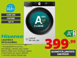 Comet Hisense lavatrice WF3S1043BW3 offerta