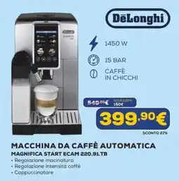 Euronics DeLonghi macchina da caffè automatica Magnifica Start Ecam 220.91.TB offerta