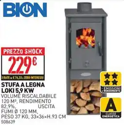 Ottimax Bion stufa a legna Loki 5,9 kW offerta