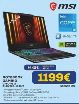 Euronics Notebook Gaming Cyborg 15 offerta