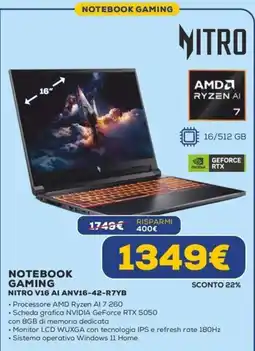 Euronics Nitro Notebook Gaming offerta